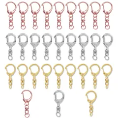 【数量限定】3色 30入 全長4.7cm 手作り DIY キーホルダーパーツ ハンドメイド MOMI 丸カン付き 回転カン ワンタッチキーホルダー パーツ キーホルダー キーホルダー ナスカン 金具