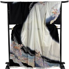訪問着 辻ヶ花 黒 白 グラデーション - メルカリ