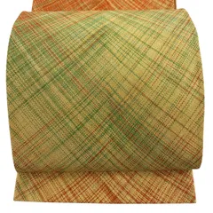 【美品】 袋帯 秀品 斜め格子 金糸 黄色 全通 正絹 【中古】