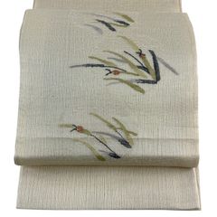 ゆりのはな 未使用 夏名古屋帯 麻 友禅 水墨画 作家物 流水にとんぼ