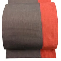 【美品】 袋帯 秀品 木屋太 落款 紬地 幾何学 小豆色 六通 正絹 【中古】のサムネイル
