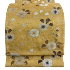 A 夏物 桔梗の花模様 辛子色 金糸 絽 紗 正絹 六通 袋帯 O70 - メルカリ