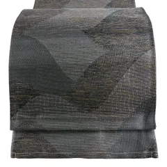 【美品】 袋帯 秀品 幾何学模様 金糸 箔 灰色 六通 正絹 【中古】