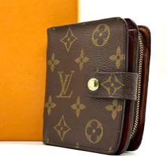 【日常に馴染む品格】　LOUIS VUITTON　 二つ折り財布 モノグラム コンパクトジップ ラウンドファスナー コンパクトウォレット　ブラウン