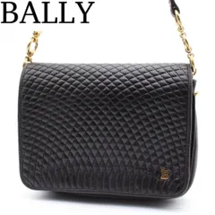 【良品】BALLY キルティング レザー ショルダーバッグ ヴィンテージ 黒色