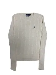 正規品 ポロラルフローレン ピマコットン アイボリー ケーブル編み ケーブルニット M