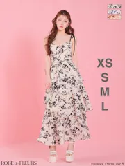 ブラックfm4353【ROBE de FLEURS/ローブドフルール】フラワー/ シフォン/ ティアード/ フリル/ ワンピ/ ミディアム/ キャバドレス/ ANDYGLAMOROUS アンディグラマラス/ brille/ブリエ エンジェルアールAngelR
