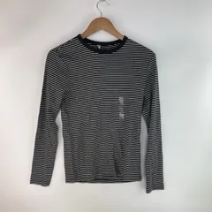 タグ付き UNIQLO ソフトリブボーダークルーネックT レディース L ブラック×ホワイト 34810018