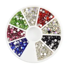 【新着商品】カラーラインストーン セルフネイル ネイルアート 飾り デコパーツ レジン レジンパーツ 服装使用 ジェルネイル 大容量セット デコ用 (2.5mm) ネイル ケース入 ガラス製ラインストーン