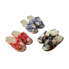 和風　い草スリッパ　華丸柄　3色組(レッド・ネイビー・ブラック各1足)　22～26cm　XM690