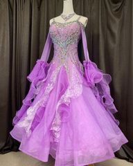 Chacott 社交ダンス スタンダードドレス 桜ピンク 豪華 立体花モチーフ