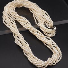 淡水パール 多連ネックレス ガーネットカラー ヴィンテージ調 - メルカリ