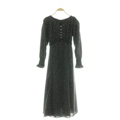 トッコ TOCCO ウエストりぼん付きパール&フリル装飾ドットワンピース ロング M ブラック /DF ■OS