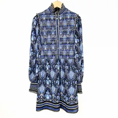 アリスオリビア alice + olivia ワンピース トップス 長袖 ペイズリー柄 紺 ネイビー 0 S相当