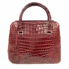 2way クロコダイル バッグ ワインレッド系 w34 コンパクトウォレット付 