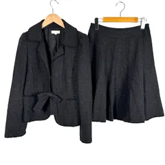 トゥービーシック TO BE CHIC ツイードスーツ ジャケット スカート リボン ラメ入り 黒 ブラック 40 L相当