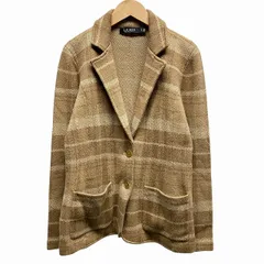 ローレンラルフローレン LAUREN RALPH LAUREN ジャケット チェック柄 カシミヤ混 長袖 ベージュ ブラウン S