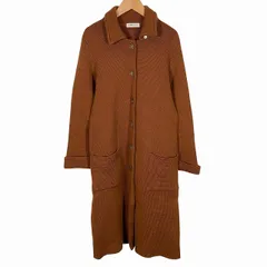 ジェイ&エムデヴィッドソン J&M Davidson ニット ロングコート 長袖 ウール100% ブラウン ベルギー製のサムネイル