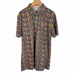 ビバハート VIVA HEART ポロシャツ ゴルフウェア 半袖 花柄 ロゴ ネイビー ピンク 50 L相当