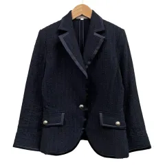 ナラカミーチェ NARA CAMICIE ジャケット シングル 1ボタン テーピング ラメ サテン ネイビー 濃紺 サイズ1 M相当 のサムネイル