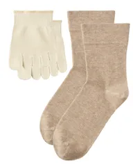 新品 [オカモト] 綿と絹で作ったやさしい靴下 重ね履き靴下 5本指 ハーフ 先丸 クルー ソックス 4足組 646-441 サンドベージュ 23.0 cm~25.0 cm