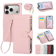 新品 Rosbtib 用の iPhone 17 Pro Max ケース 手帳型 いphone17ProMax ケース 手帳型 ショルダー 財布型カバー iPhone17ProMax ケースおしゃれ ファスナー型 小銭入れ カード収納 アイフォン17プロマックス