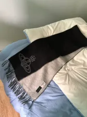 (W) ヴィヴィアン・ウエストウッド ダブル ロゴ マフラー ブラック