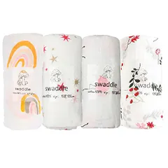 おくるみ ガーゼ ベビーバスタオル 新生児 ベビーブランケット 授乳ケープ 赤ちゃん スワドル 出産祝い 4枚セット 120*120? 綿100％ (ピンク系4枚セット)ma 60930b43