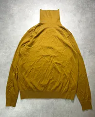 【極美品】春ニット SHIPS シップス ウール100% ハイゲージ タートルネック ニット セーター M マスタード イエロー キャメル 茶系 ハイネック 長袖 無地 トップス メンズ ビジネス カジュアル タイ製 毛100% 秋服 冬服 美シルエット