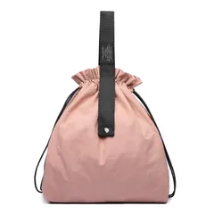 巾着型 エコバッグ コンパクト収納 コンビニサイズ 綿麻素材 カジュアルコーデ 手提げ×肩掛け 2WAY仕様 折りたたみ 携帯便利 おしゃれ125012