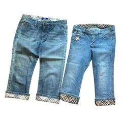 BURBERRY BLUE LABEL デニムパンツ 2本セット 23 25 ノバチェック クロップド バーバリー　親子　姉妹