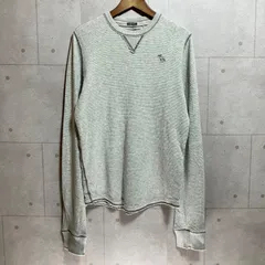 Abercrombie&Fitch アバクロ ワッフル カットソー ロンT ロングスリーブ Tシャツ サーマル 長袖 トップス L 刺繍 グレー メンズ SU-11-4のサムネイル