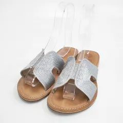 EDER SHOES シャイニーロープストラップ レザーサンダル イタリア製 サイズ37 定価14080円 サンダル シルバー レディース エダーシューズ【中古】6-0413S◎のサムネイル