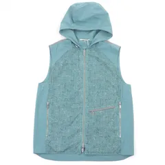 未使用品□HERMES エルメス Hロゴ総柄 無地 リバーシブル フーデッド ナイロンベスト ジレ ターコイズブルー 44 イタリア製 メンズのサムネイル