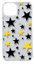 【新品未使用】iPhone14 アイフォン14 クリア ハードケース 星柄（ブラック/イエロー） スター スマホケース スマホ 携帯ケース クリアケース