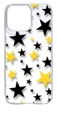 【新品未使用】iPhone15 Pro Max アイフォン15プロマックス クリア ハードケース 星柄（ブラック/イエロー） スター スマホケース スマホ 携帯ケース クリアケース