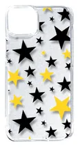 【新品未使用】iPhone14 Plus アイフォン14プラス クリア ハードケース 星柄（ブラック/イエロー） スター スマホケース スマホ 携帯ケース クリアケース