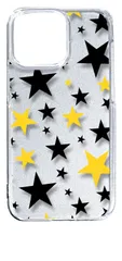 【新品未使用】iPhone14 Pro Max アイフォン14プロマックス クリア ハードケース 星柄（ブラック/イエロー） スター スマホケース スマホ 携帯ケース クリアケース