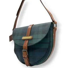 【良品】ポロ ラルフローレン Polo Ralph Lauren ショルダーバッグ 斜め掛け ポシェット ブラックウォッチ チェック PVC レザー グリーン ネイビー 茶 ヴィンテージ レトロ クラシック トラッド レディース 鞄 カバン s8