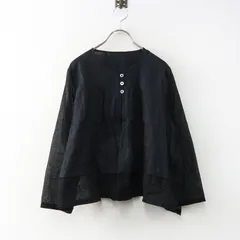 美品 コットンハウスアヤ Cotton House Aya PICK UP リネン タック入 ワイドブラウス M ブラック┃黒 シャツ トップス【2400014923704】のサムネイル