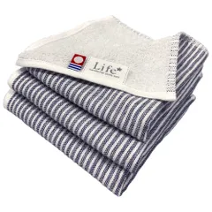 今治認定品 吸水速乾両立のガーゼ＆パイル 今治タオル タオルハンカチ 3枚セット メンズガーゼ ネイビー 約25×25cm 綿100% 吸水 ガーゼ地 速乾 軽量 新品 未使用 まとめ買い