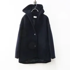 未使用 定価69300円 トゥモローランド デプレ DES PRES ウールダブルモッサ フーデッドショートコート 36 ネイビー┃【2400014931242】