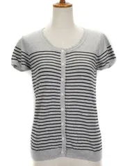 テチチ Te chichi カーディガン ニット ボーダー レース 半袖 M グレー