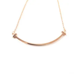極美品★TIFFANY&Co. ティファニー ティファニーT スマイルペンダント スモール K18 現行品 K18 750(PG) 45.8cm ネックレス ピンクゴールド 箱・ケース付き 重量2.72g レディース 定価205,700円