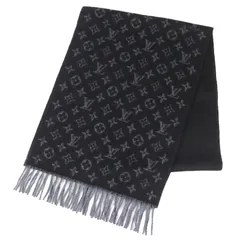 極美品△LOUIS VUITTON ルイヴィトン 2017年製 M71607 エシャルプ モノグラム グラディエント カシミヤ ウール マフラー ノワール イタリア製 正規品 メンズ