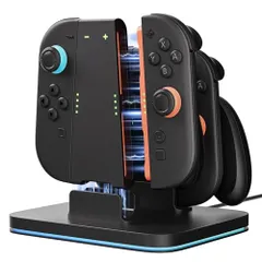【2025新登場】COOWPS 3-in-1 ジョイコン2交換 充電グリップ Switch 2に対応 急速充電 プレイしながら充電可能 人間工学に基づいて設計 強力な磁気吸着充電スタンド 9色RGBライト・USB Cケーブル付e 99c197e1