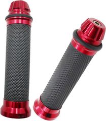 RoaRion ハンドルグリップ 汎用 Φ 22.2mm 左右セット アルミ CNC カスタムパーツ オートバイ バイク (レッド,  140mm)