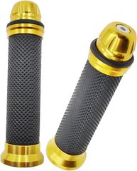 RoaRion ハンドルグリップ 汎用 Φ 22.2mm 左右セット アルミ CNC カスタムパーツ オートバイ バイク (ゴールド,  140mm)