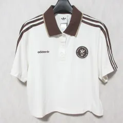未使用 adidas Originals アディダスオリジナルス クロップド ポロシャツ カットソー KH1187 サイズM ホワイト ブラウン レディース 古着 中古 USED