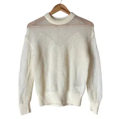 美品 AMERI アメリ ビスチェパターン モヘヤブレンド ニット セーター 01920130661 サイズF ホワイト レディース 古着 中古 USED